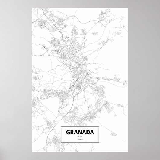 Poster Grenade, Espagne (noir sur blanc) (Devant)