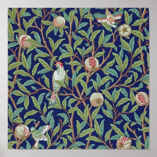 Poster Grenade et Petit Oiseau, William Morris (Devant)