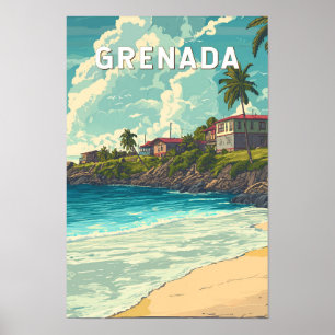 Poster Grenade Illustration Voyage Art Vintage
