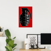 Poster Grenade main - gris (Bureau à domicile)