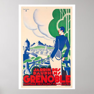 Poster Grenoble Capitale des Alpes françaises Voyage Vint