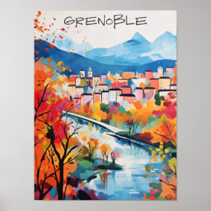 Poster Grenoble France Voyage Ville Peinture Esthétique