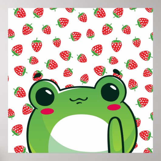 Poster Grenouille à fraise Kawaii (Devant)