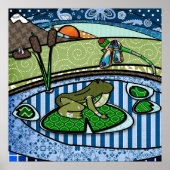 Poster Grenouille à motifs dans un étang (Devant)