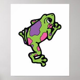 Poster grenouille à taches roses et violettes