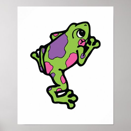 Poster grenouille à taches roses et violettes (Devant)