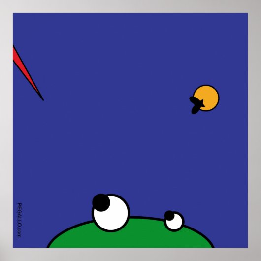 Poster grenouille affamée - attaque de cigogne (Devant)