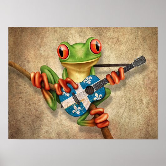 Poster Grenouille arborescente Jouer Guitare du drapeau d (Devant)
