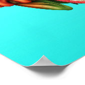 Poster Grenouille Arbre Jouer Drapeau Turc Guitare Bleu (Coin)