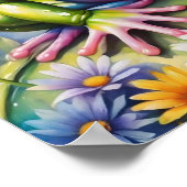 Poster Grenouille Avec Art numérique Fleur (Coin)