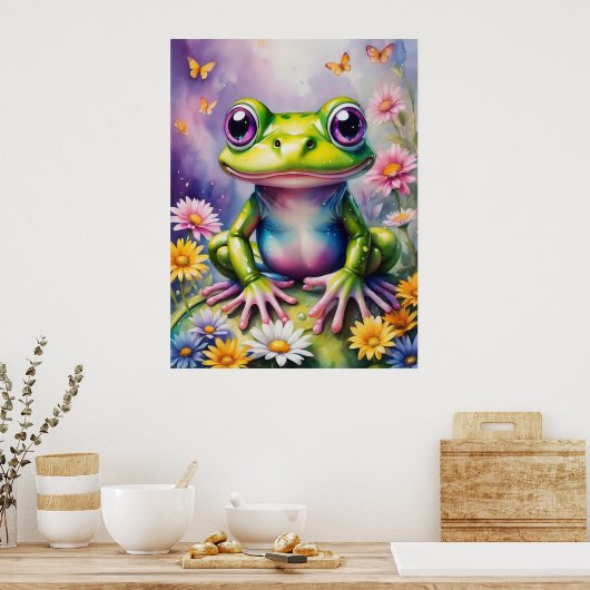 Poster Grenouille Avec Art numérique Fleur (Cuisine)