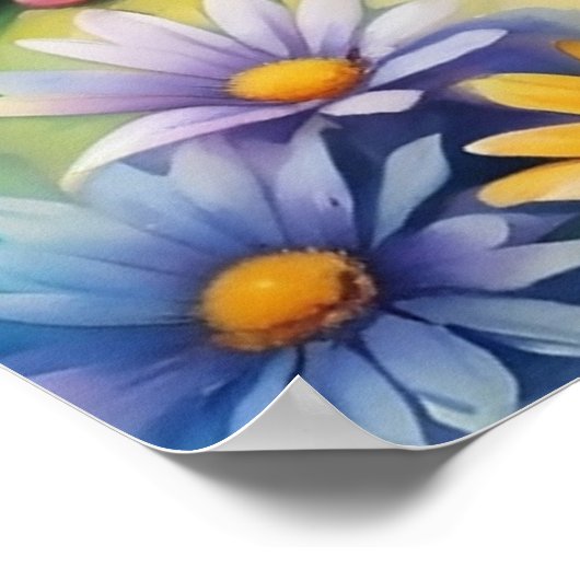 Poster Grenouille Avec Art numérique Fleur (Coin)