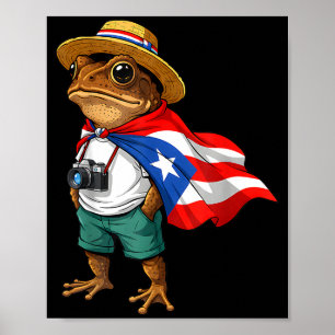 Poster Grenouille Coqui Drapeau de Porto Rico Taino Porto