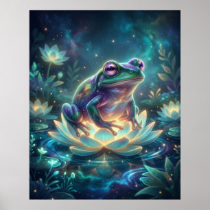 Poster Grenouille Cosmique Lotus Lumineux