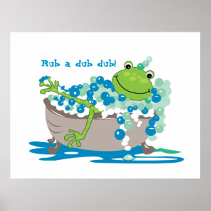 Poster Grenouille Dans Bain Enfants Salle De Bain Art Fro