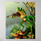 Poster Grenouille d'arbre humoristique Jouer un Fiddle (Devant)