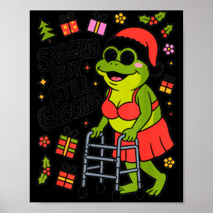 Poster Grenouille de Noël drôle qui tombe mais toujours h