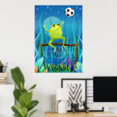 Poster Grenouille de soccer la nuit (Bureau à domicile)