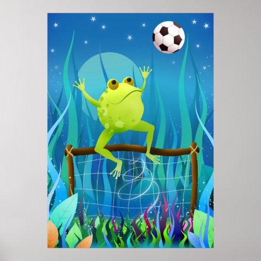 Poster Grenouille de soccer la nuit (Devant)