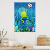 Poster Grenouille de soccer la nuit (Cuisine)