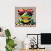 Poster Grenouille drôle avec lunettes de soleil (Bureau à domicile)