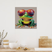 Poster Grenouille drôle avec lunettes de soleil (Cuisine)