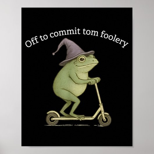 Poster Grenouille drôle graphique disant en route pour co (Devant)