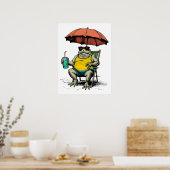Poster Grenouille drôle sur la plage (Cuisine)