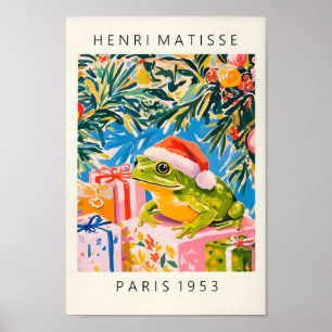 Poster Grenouille En Chapeau De Santa, Décor De Noël Drôl