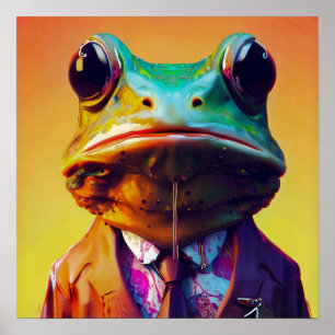 Poster Grenouille en costume