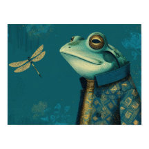 Grenouille et Libellule Élégantes - Animal Vintage
