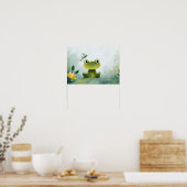 Poster Grenouille et Libellule Mignonnes – Illustration d (Cuisine)