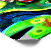 Poster Grenouille florale impressionniste Whimsical bleu  (Coin)