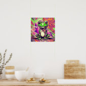 Poster Grenouille graffiti psychédélique colorée vert vio (Cuisine)
