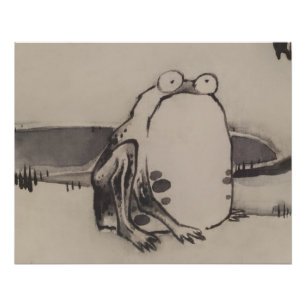 Poster Grenouille Japonaise Bois de Barrage de légumes et