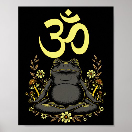 Poster Grenouille méditative Aum Zen Pleine Conscience Sp (Devant)