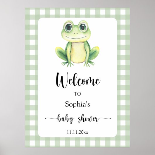 Poster Grenouille mignonne - Bienvenue à la baby shower (Devant)
