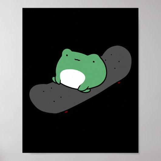 Poster Grenouille mignonne en skateboard (Devant)