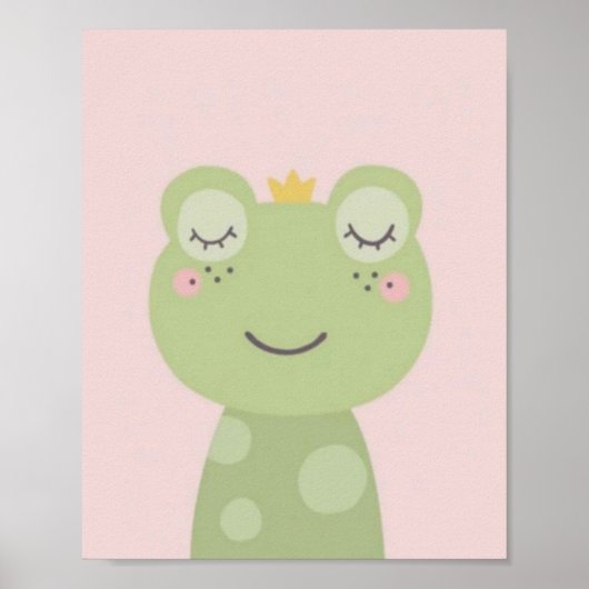 Poster Grenouille mignonne sur fond rose. (Devant)