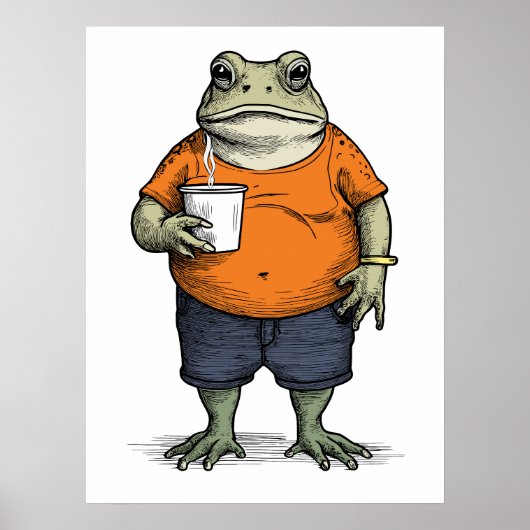 Poster Grenouille paresseuse drôle (Devant)