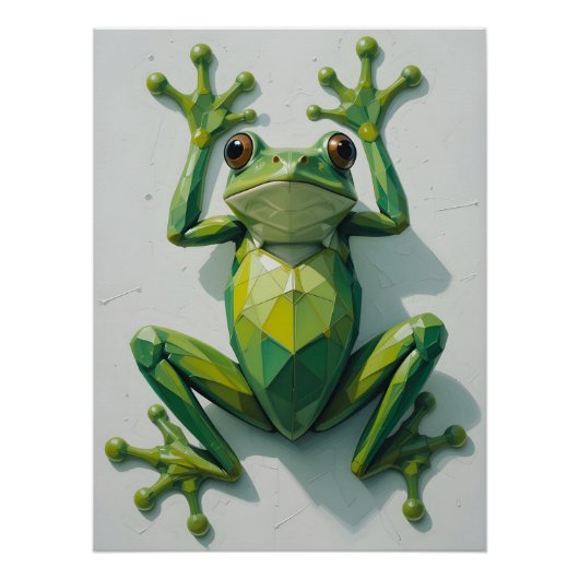 Poster Grenouille polygonale vers le haut (Devant)