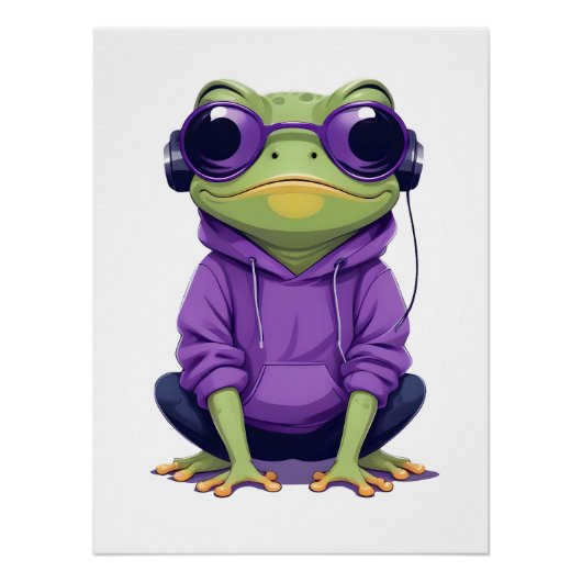 Poster Grenouille portant Sweat - shirt à capuche drôle C (Devant)