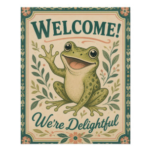 Poster Grenouille Rétro Bienvenue Nous sommes Ravissants