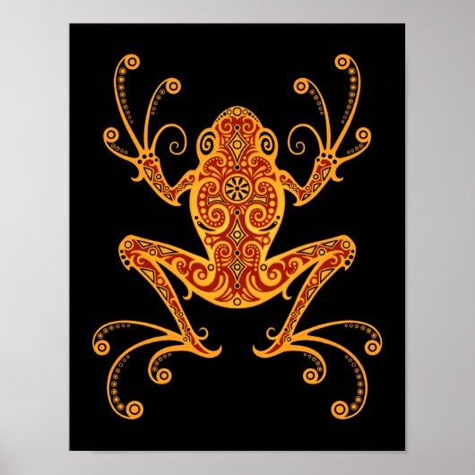 Poster Grenouille rouge et jaune complexe (Devant)