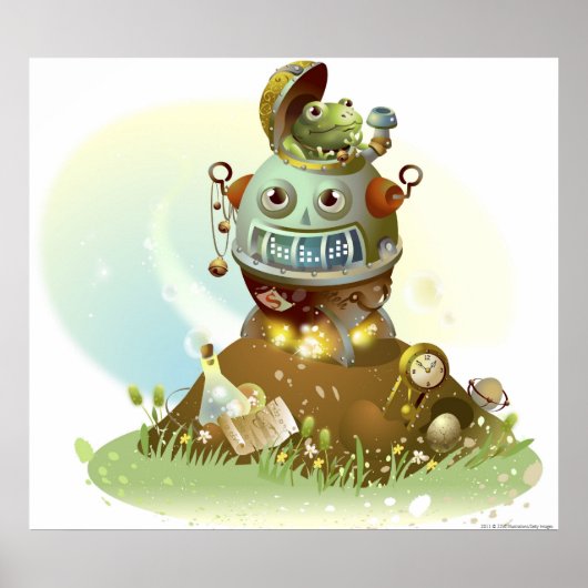 Poster Grenouille sortant d'un OVNI (Devant)