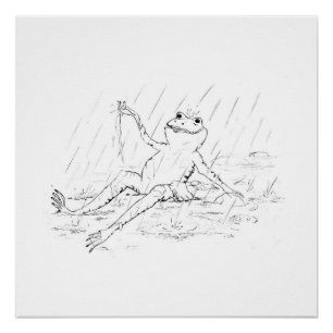 Poster Grenouille sous une impression de pluie (3ème part