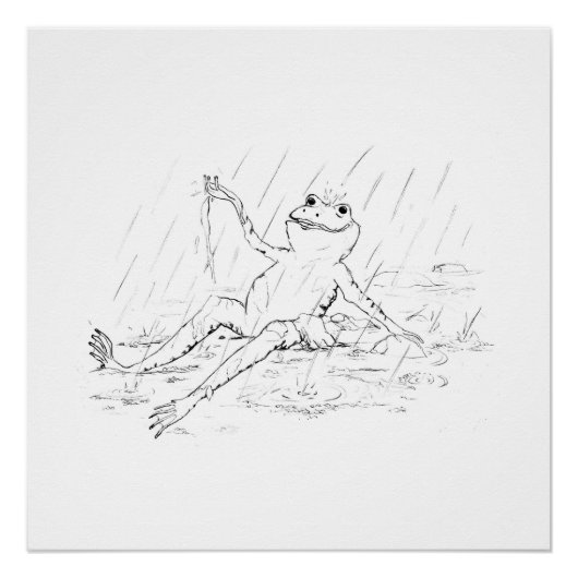 Poster Grenouille sous une impression de pluie (3ème part (Devant)