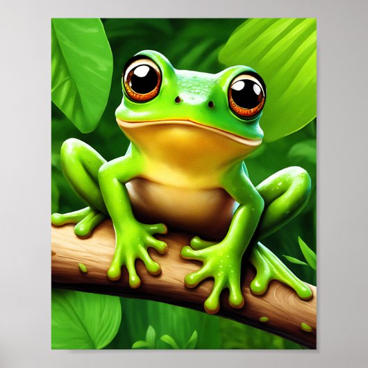 Poster Grenouille sur branche Nature Art (Devant)