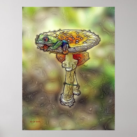 Poster Grenouille sur un outil (Devant)