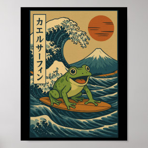 Poster Grenouille surfant Japonais _3